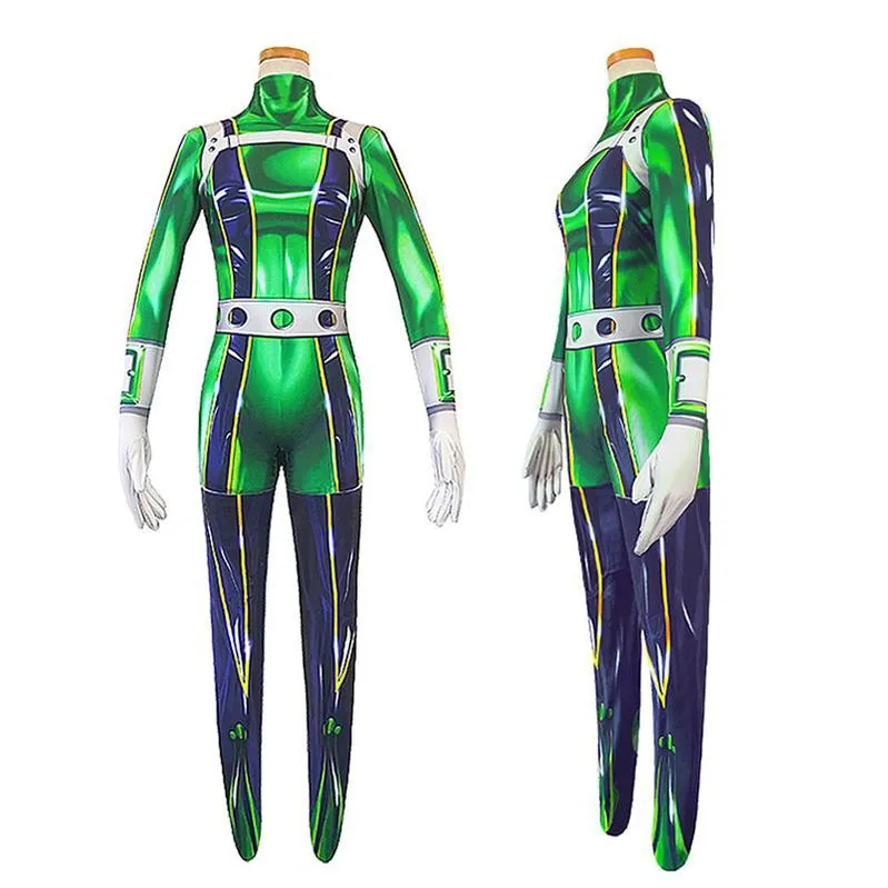 Anime My Hero Academia Tsuyu Asui Frog Combat Jumpsuit Cosplay Costume