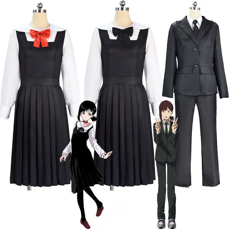 Chainsaw Man Kobeni Higashiyama Black Dress Cosplay Costumes