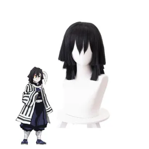 Demon Slayer Kimetsu no Yaiba Iguro Obanai Short Layer Black Cosplay Wigs