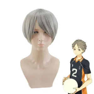 Haikyuu Sugawara Koushi Short Gray Cosplay Wigs