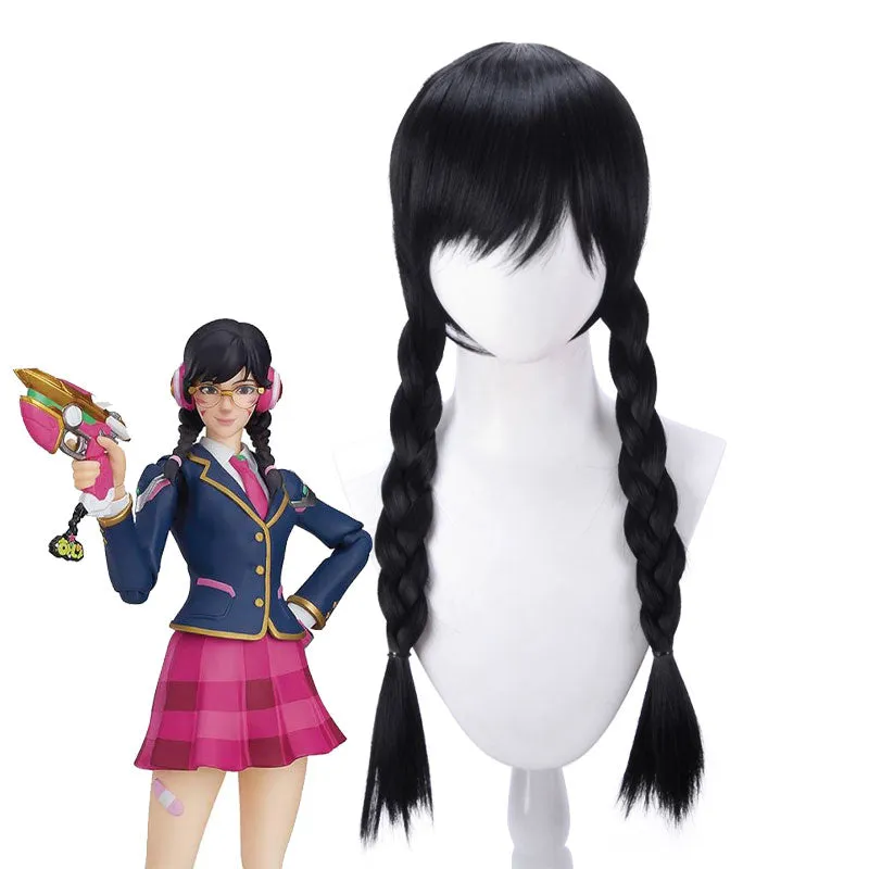 Overwatch DVa Hana Song Academy Skin Cosplay Wigs